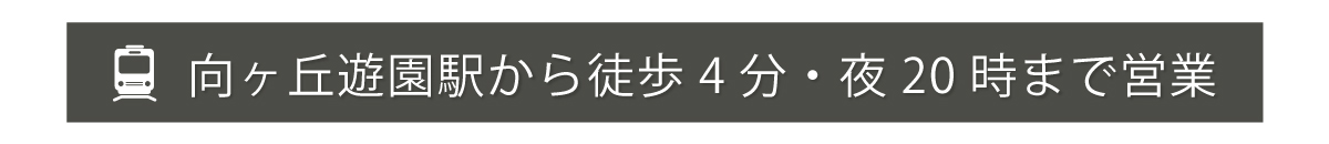 向ヶ丘遊園駅から徒歩4分・20時まで営業